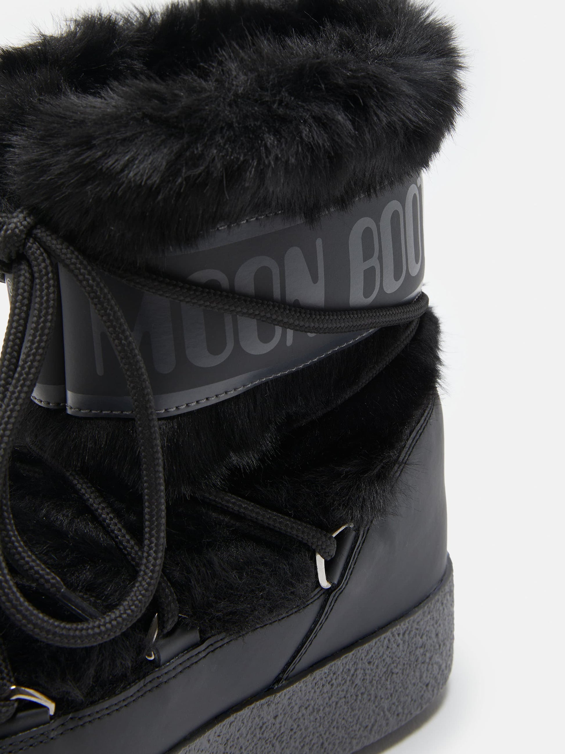 MOON BOOT LTRACK LOW BLACK FAUX-FUR BOOTS