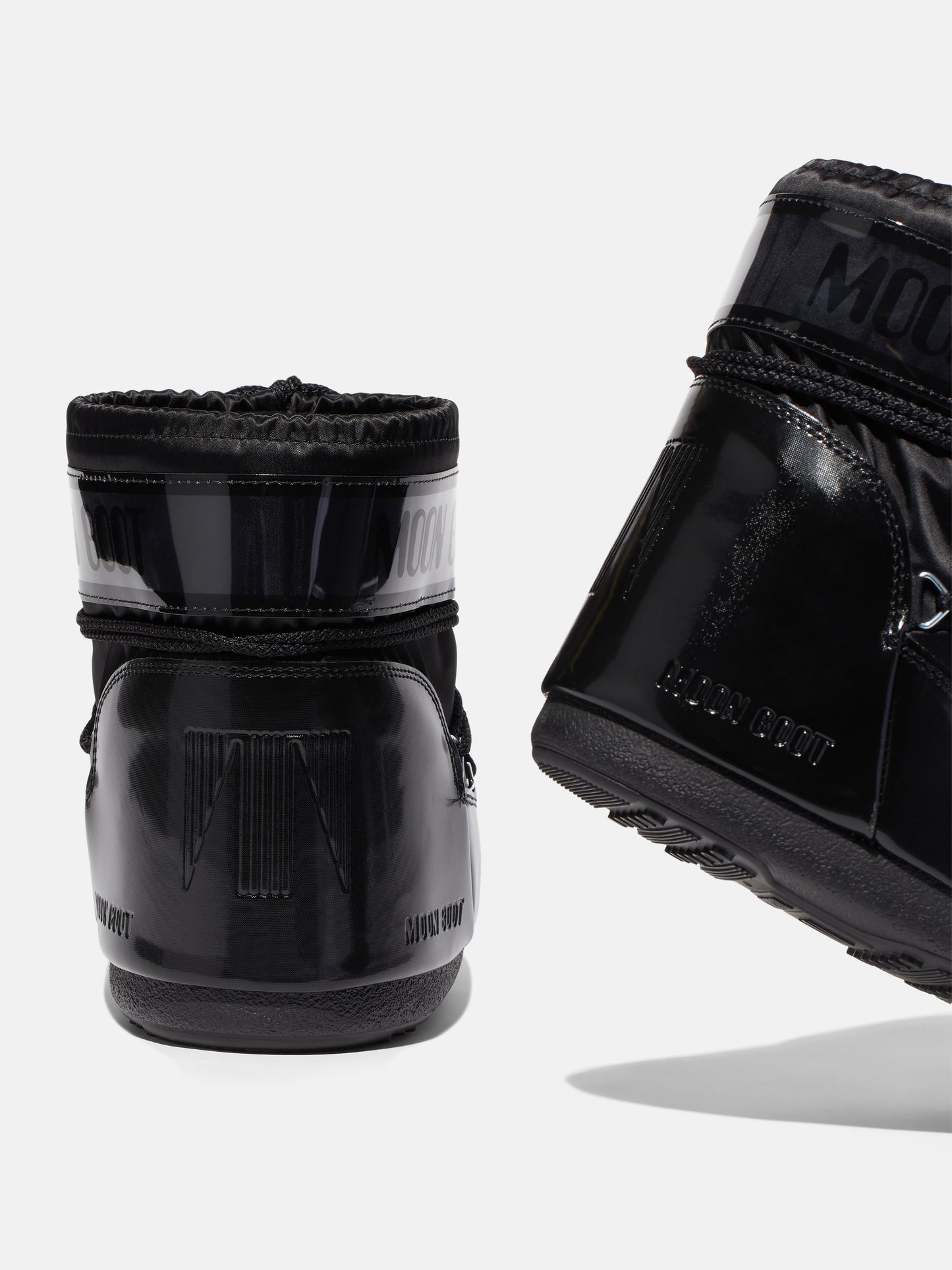 MOON BOOT ICON LOW GLANCE BLACK SATIN BOOTS