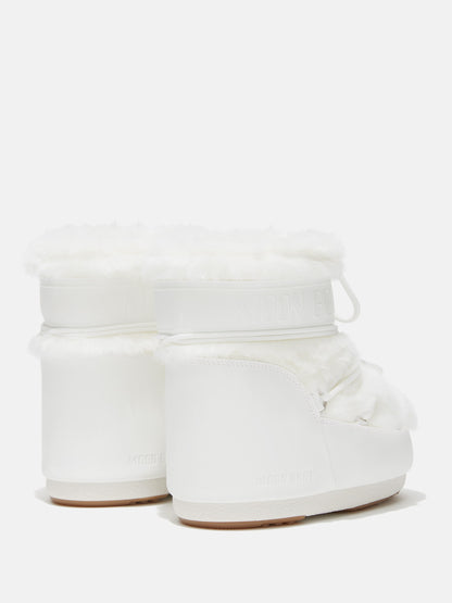 MOON BOOT ICON LOW WHITE FAUX-FUR BOOTS