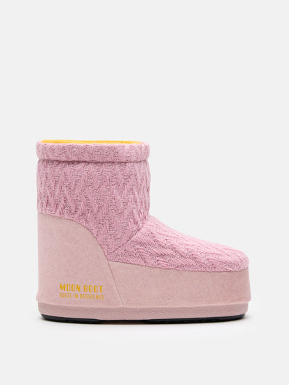 MOON BOOT MOON BOOT X GUEST IN RESIDENCE ICON LOW NO LACE ROSE KNIT BOOTS