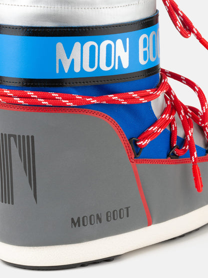 MOON BOOT ICON LOW SPACE RACING SILVER BOOTS