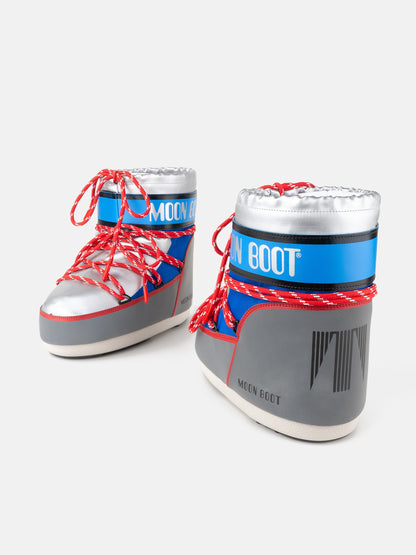 MOON BOOT ICON LOW SPACE RACING SILVER BOOTS