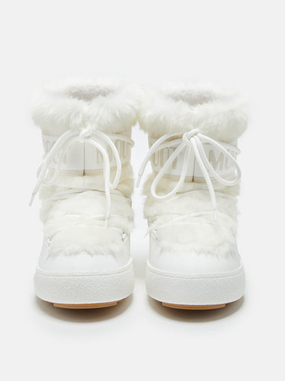 MOON BOOT LTRACK LOW WHITE FAUX-FUR BOOTS