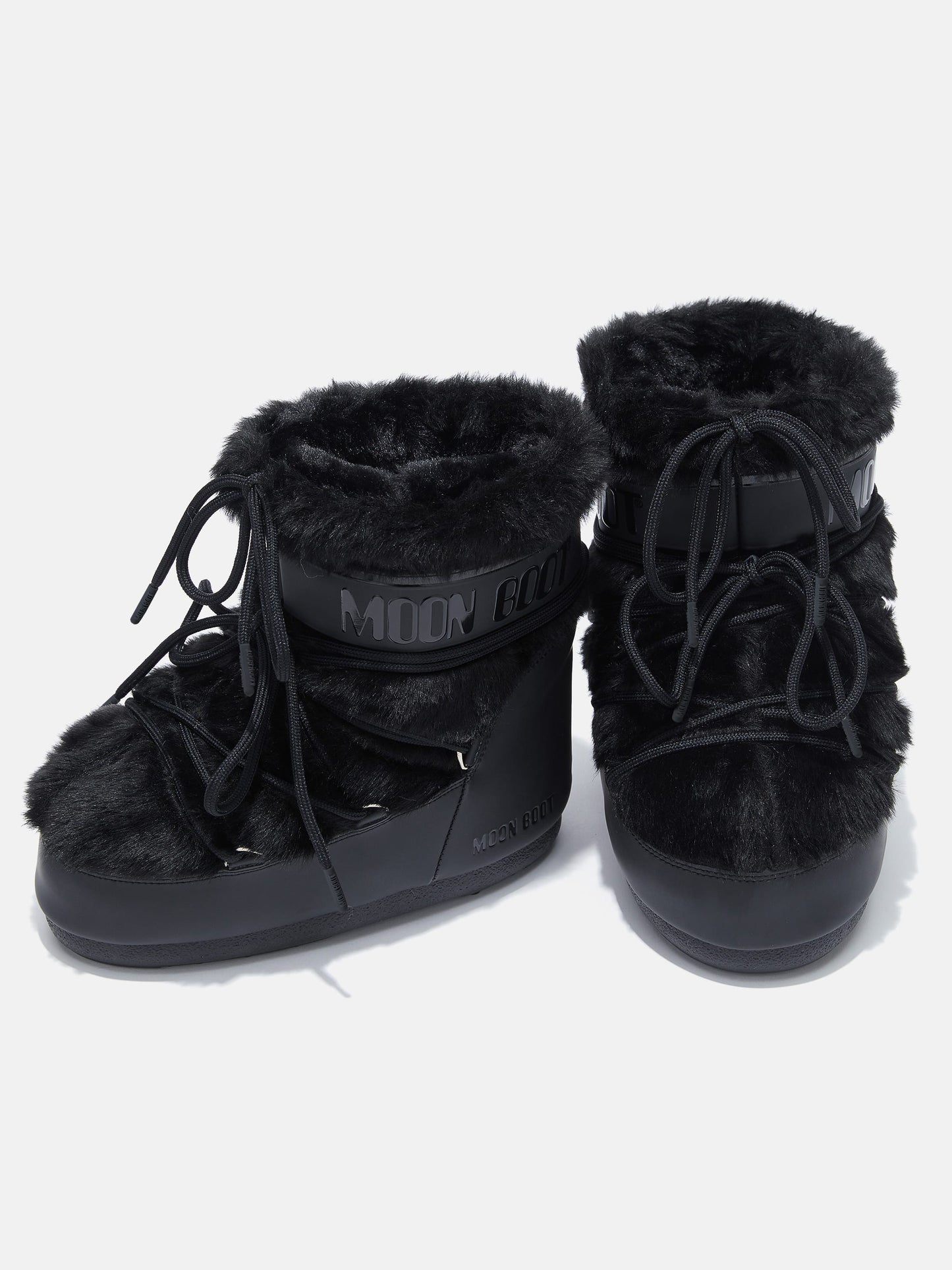 MOON BOOT ICON LOW BLACK FAUX-FUR BOOTS
