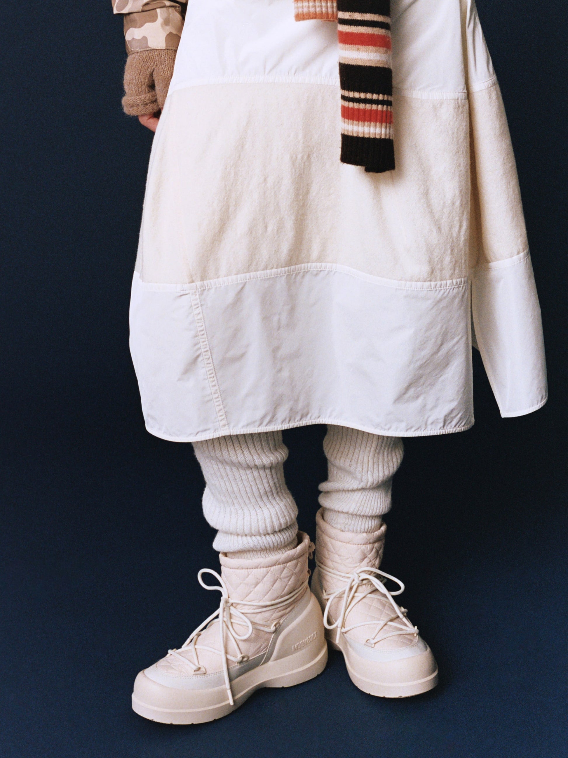 MOON BOOT MEZZALUNA MID CREAM QUILTED BOOTS