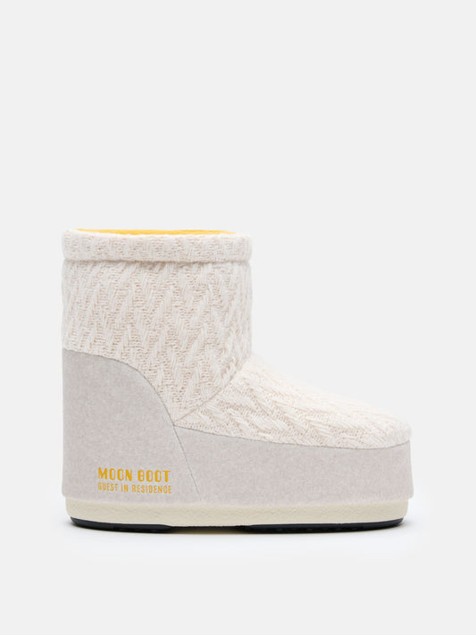 MOON BOOT MOON BOOT X GUEST IN RESIDENCE ICON LOW NO LACE WHITE SAND KNIT BOOTS