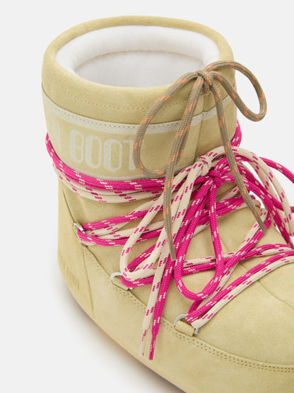 MOON BOOT ICON LOW YELLOW SUEDE BOOTS