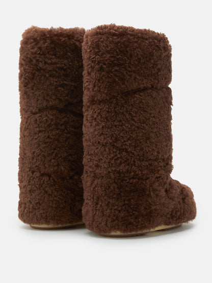 MOON BOOT ICON DARK BROWN CURLY EXTRA BOOTS