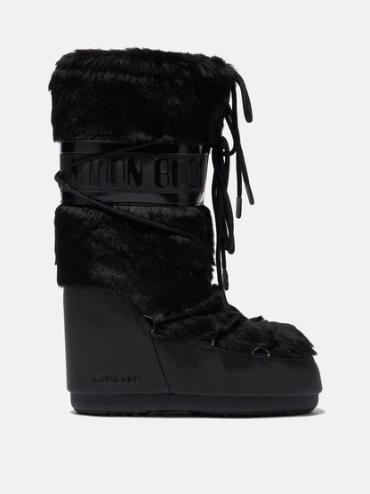 MOON BOOT ICON BLACK FAUX-FUR BOOTS