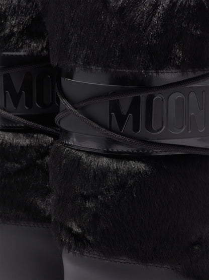 MOON BOOT ICON BLACK FAUX-FUR BOOTS