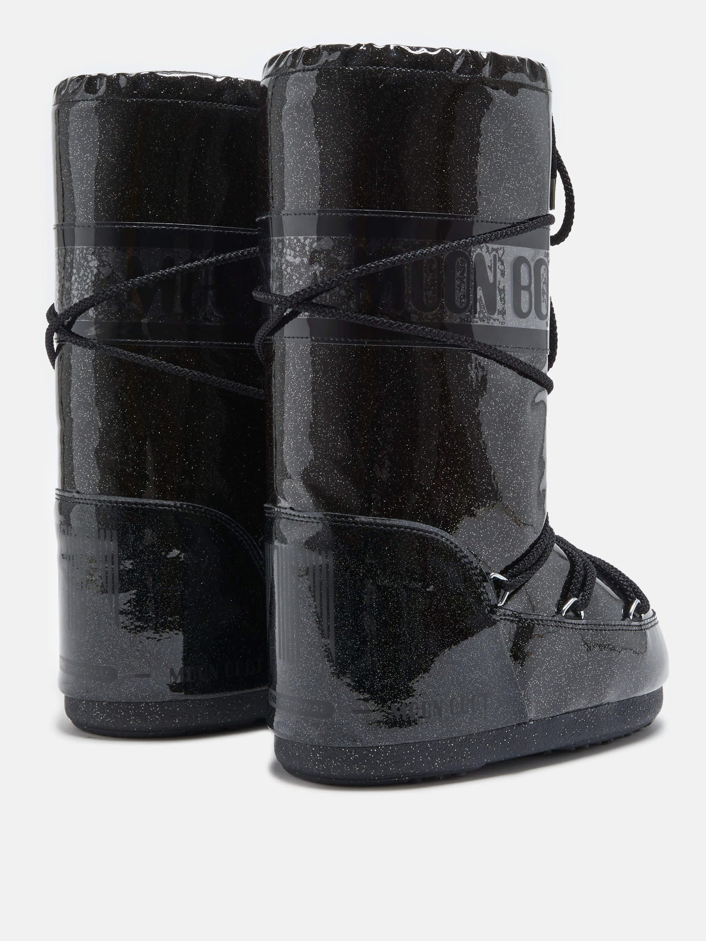 MOON BOOT ICON BLACK GLITTER BOOTS