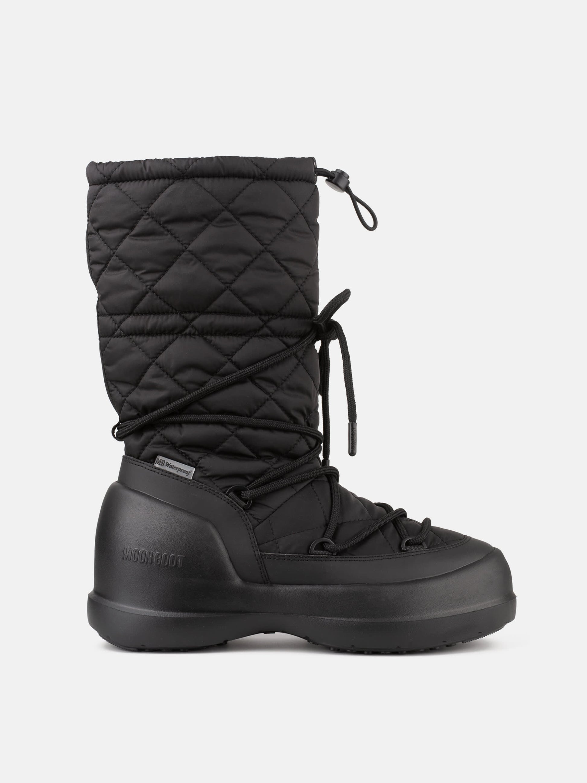 MOON BOOT MEZZALUNA BLACK QUILTED HIGH BOOTS