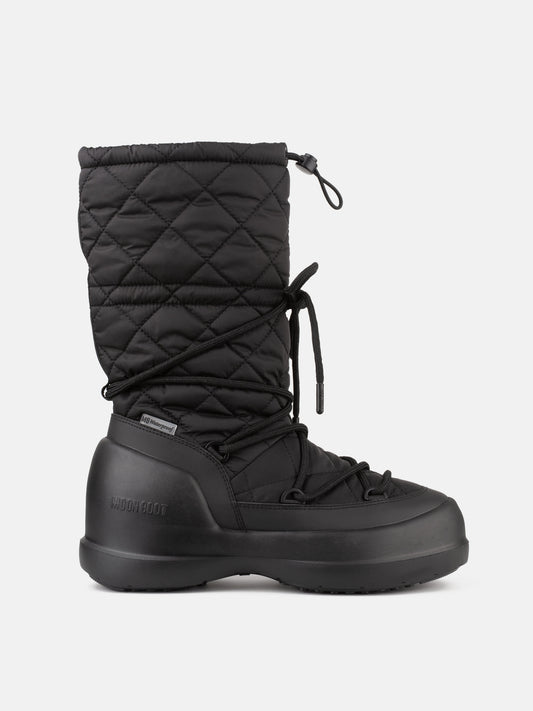 MOON BOOT MEZZALUNA BLACK QUILTED HIGH BOOTS