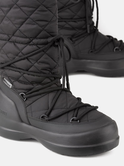 MOON BOOT MEZZALUNA BLACK QUILTED HIGH BOOTS