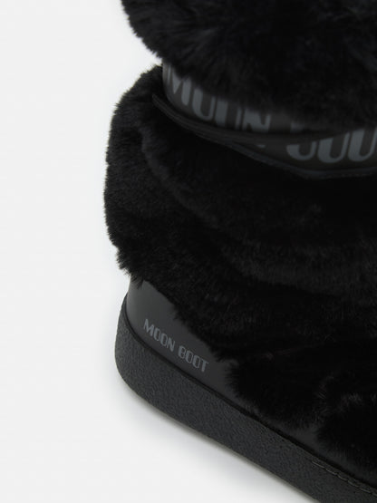 MOON BOOT LTRACK BLACK FAUX-FUR HIGH BOOTS