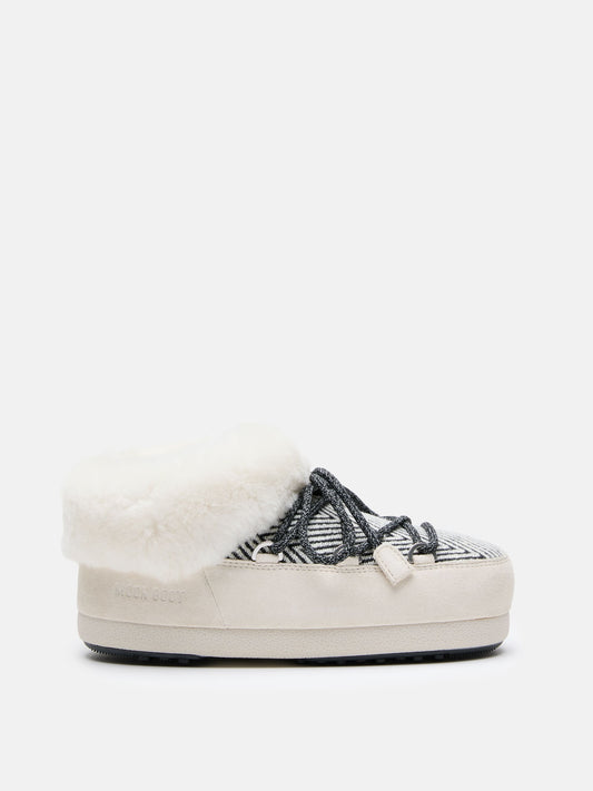 MOON BOOT MOON BOOT X GUEST IN RESIDENCE EVX CHALET WHITE SAND FAUX FUR MULES