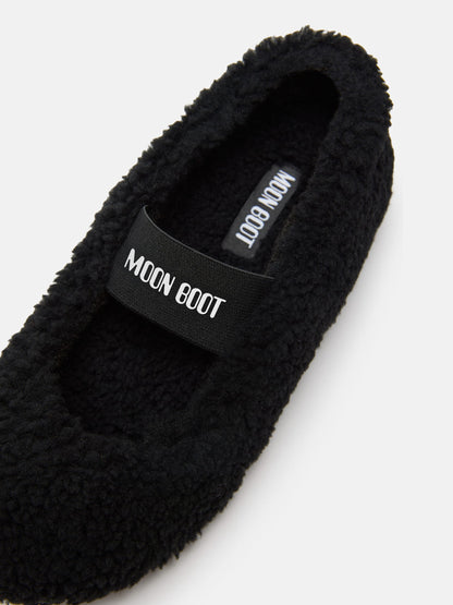 MOON BOOT SHEARLING BLACK BALLERINAS