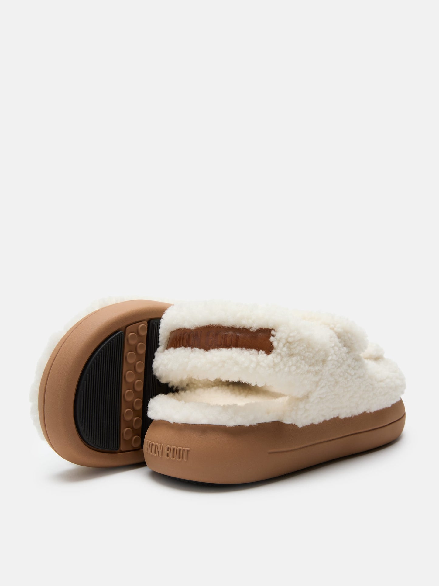 MOON BOOT SHEARLING WHITE SANDALS