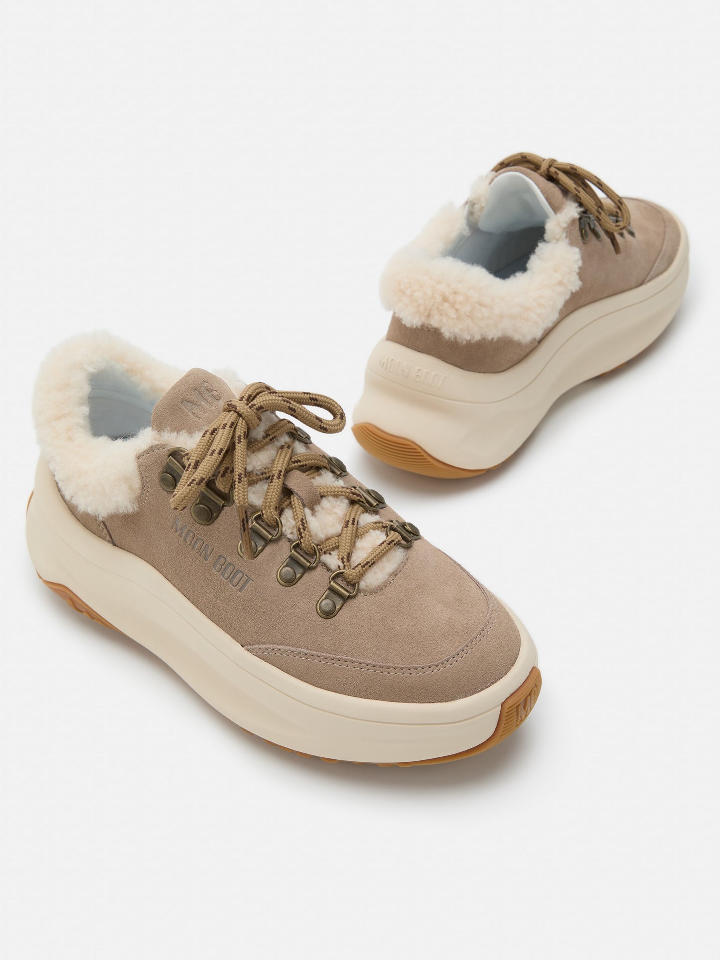 MOON BOOT MOON247 CITY BEIGE SHEARLING SNEAKERS
