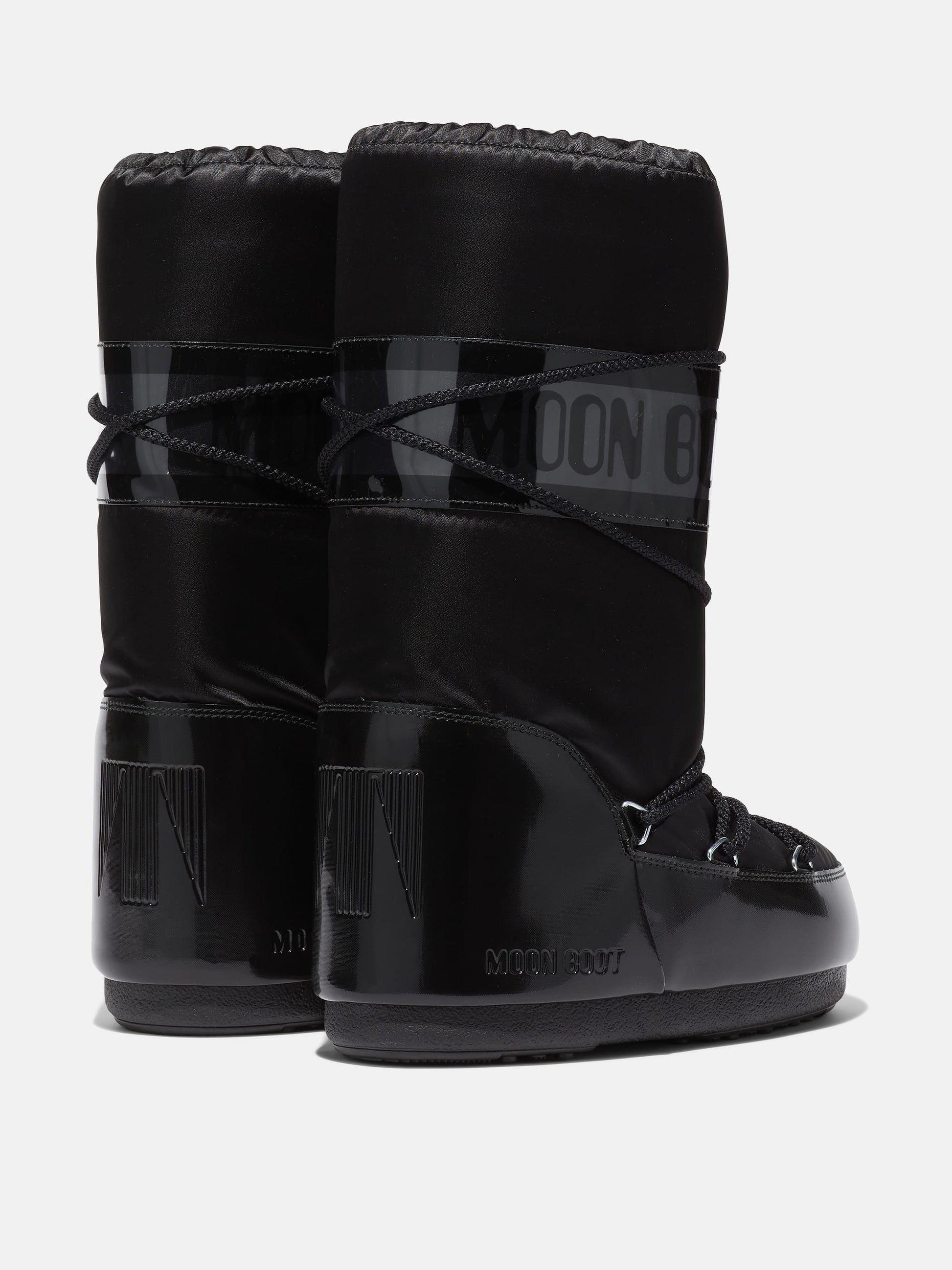 MOON BOOT ICON GLANCE BLACK SATIN BOOTS