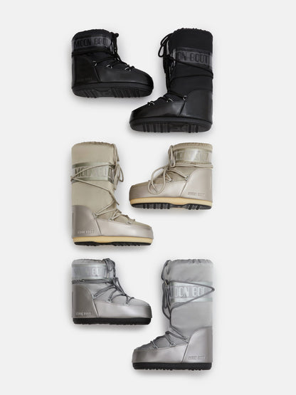 MOON BOOT ICON GLANCE BLACK SATIN BOOTS