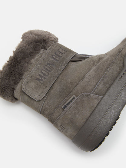 MOON BOOT JUNIOR PARK STRAP ANTHRACITE SUEDE BOOTS
