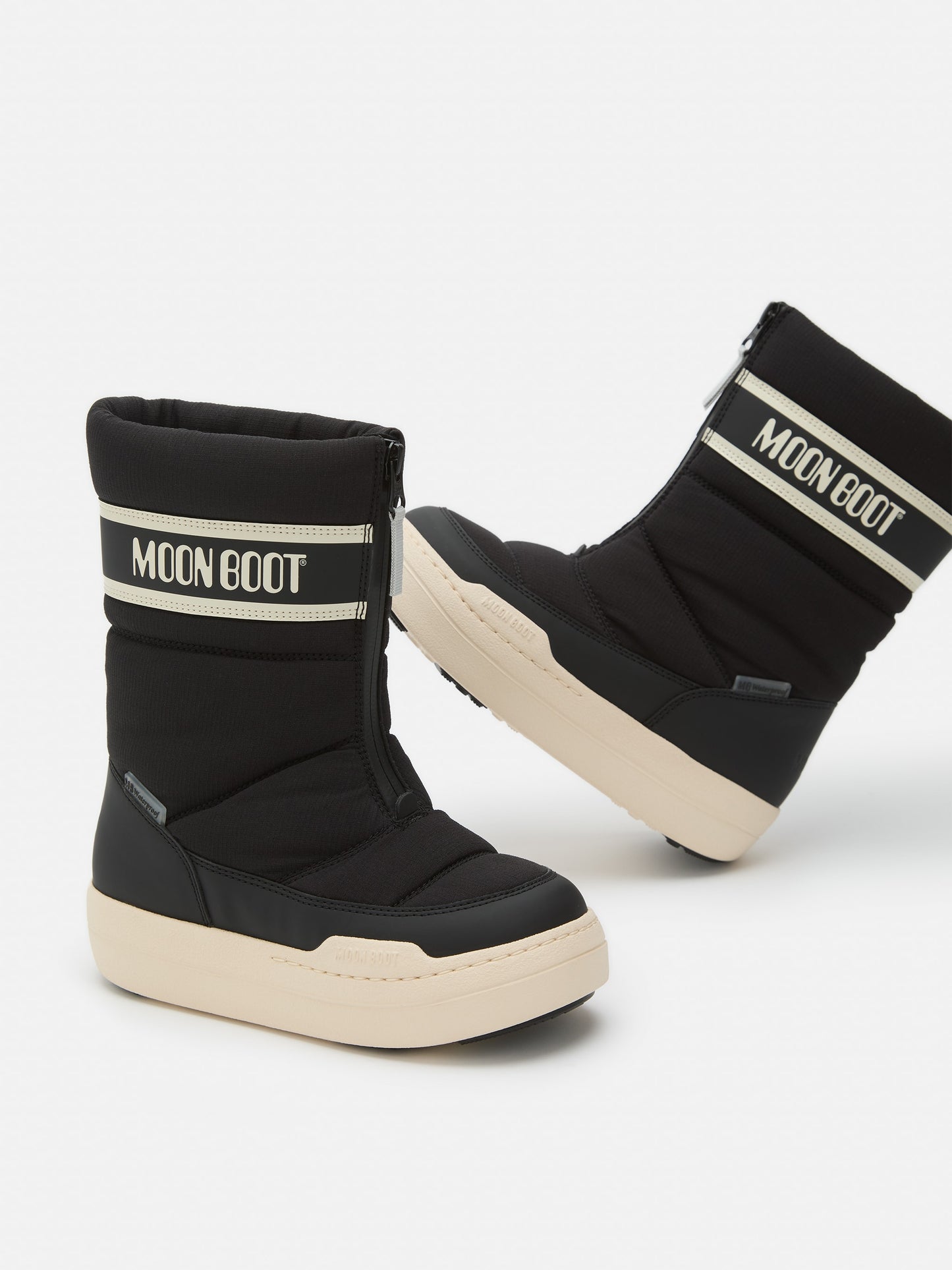MOON BOOT JUNIOR PARK BLACK ZIP HIGH BOOTS